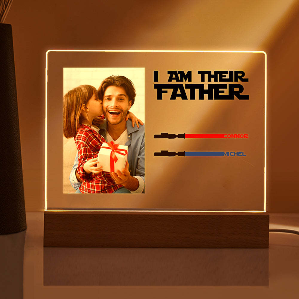 Personalized I Am Their Father Night Light Photo Acrylic Light Saber Plaque Father's Day Gifts - soufeelmy