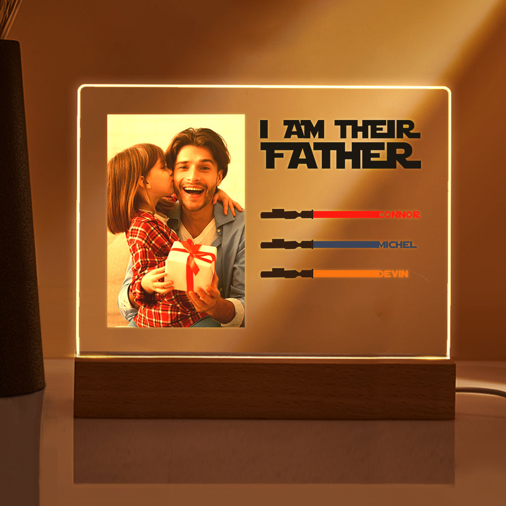 Personalized I Am Their Father Night Light Photo Acrylic Light Saber Plaque Father's Day Gifts - soufeelmy