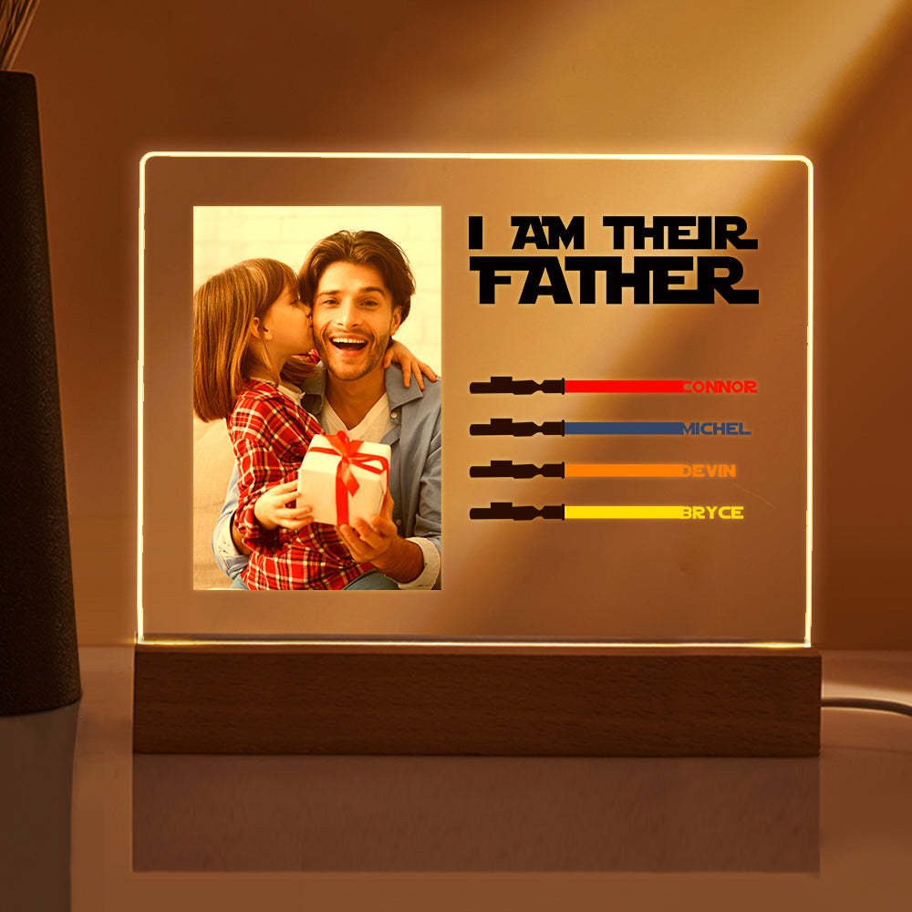 Personalized I Am Their Father Night Light Photo Acrylic Light Saber Plaque Father's Day Gifts - soufeelmy
