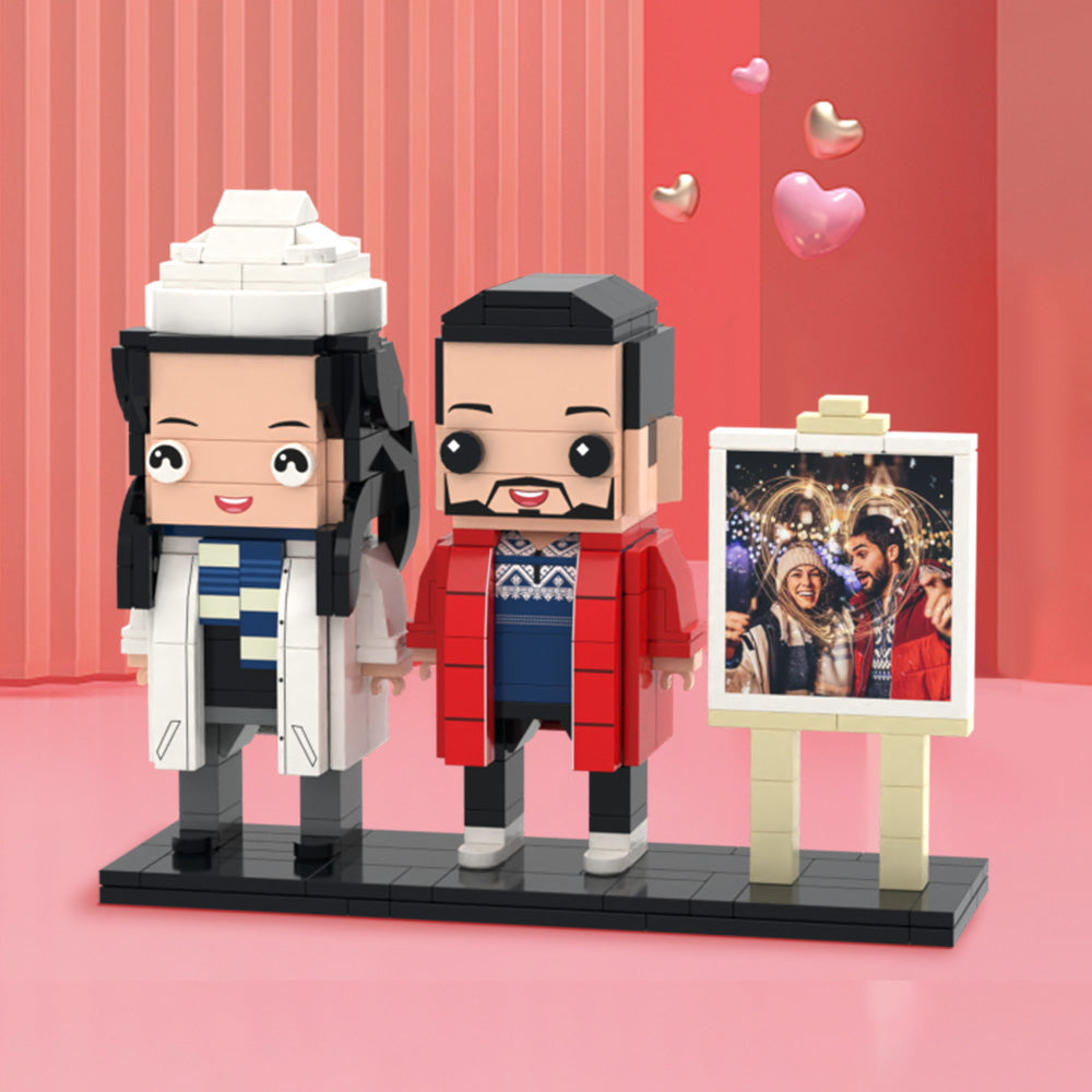Valentine's Day Gifts Full Body Customizable 2 People Photo Frame Custom Brick Figures - minebrickus