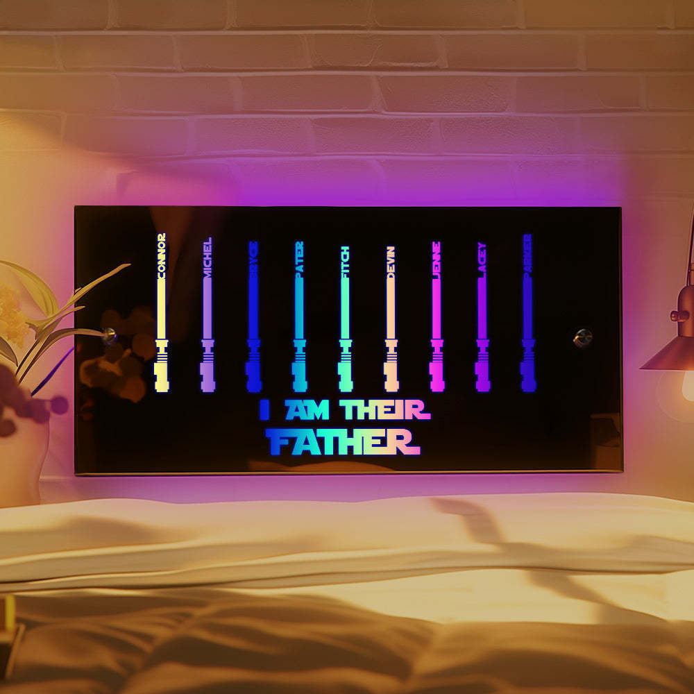 Personalized I Am Their Father Mirror Light Custom Name Light Up Mirror Father's Day Gifts - soufeelmy