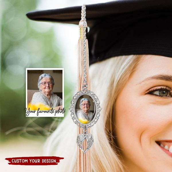 Personalized Graduation Tassel Photo Charm, Memorial Graduation Gift