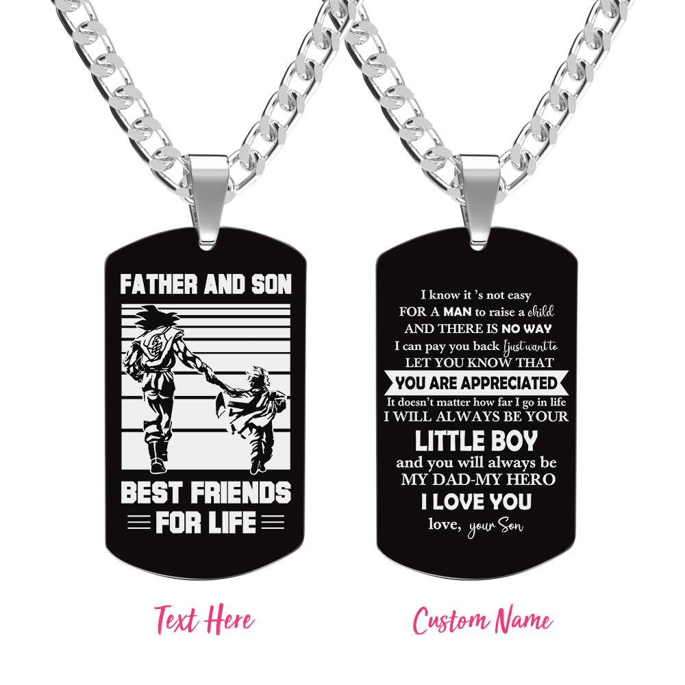 Personalized TO MY DAD Men's Necklace  I KNOW IT IS NOT EASY Dog Tag Necklace Jewelry Gift for Father - soufeelau