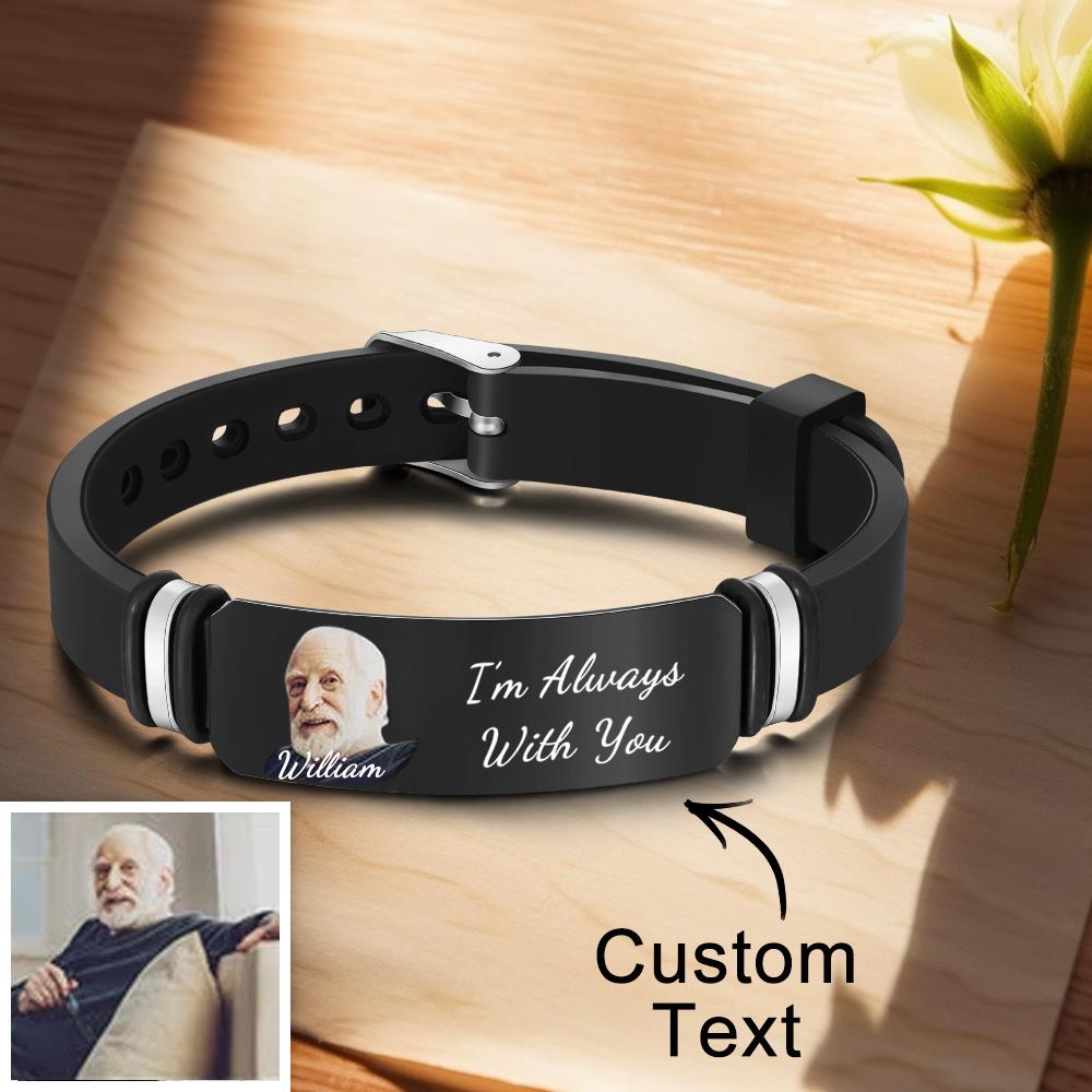 Men's Bracelet Custom Photo Memorial Bracelet Engraved Commemorate Photo Memory Gifts - soufeelau