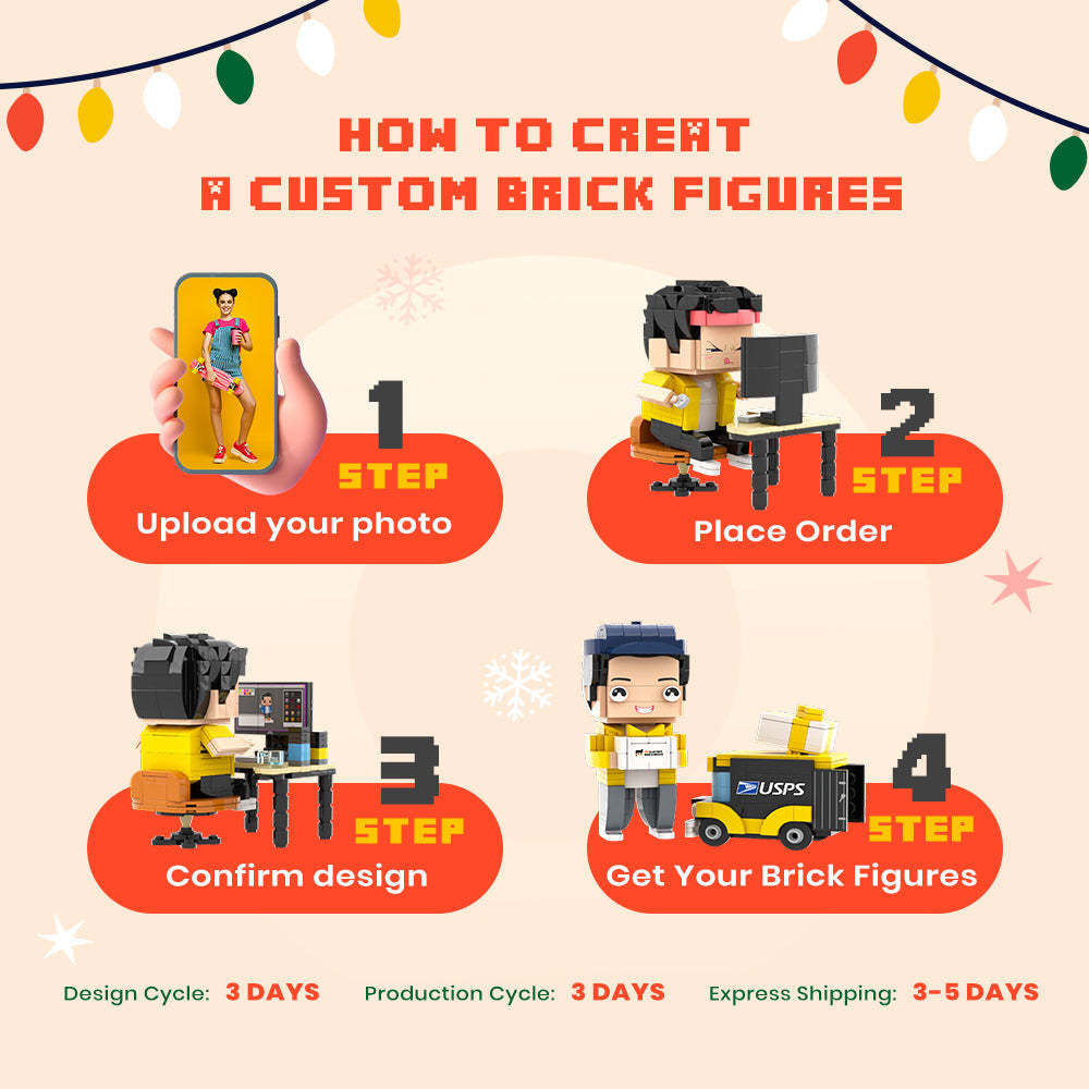 Gifts for Kids Customizable Fully Body 2 People Custom Brick Figures Persanalized Cute Face Brick Figures - soufeelau