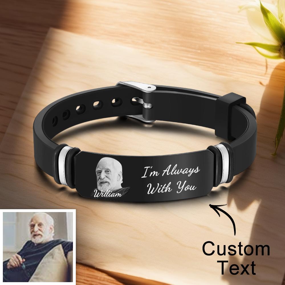 Custom Photo Memorial Bracelet Engraved Men's Bracelet Commemorate Photo Memory Gifts - soufeelau