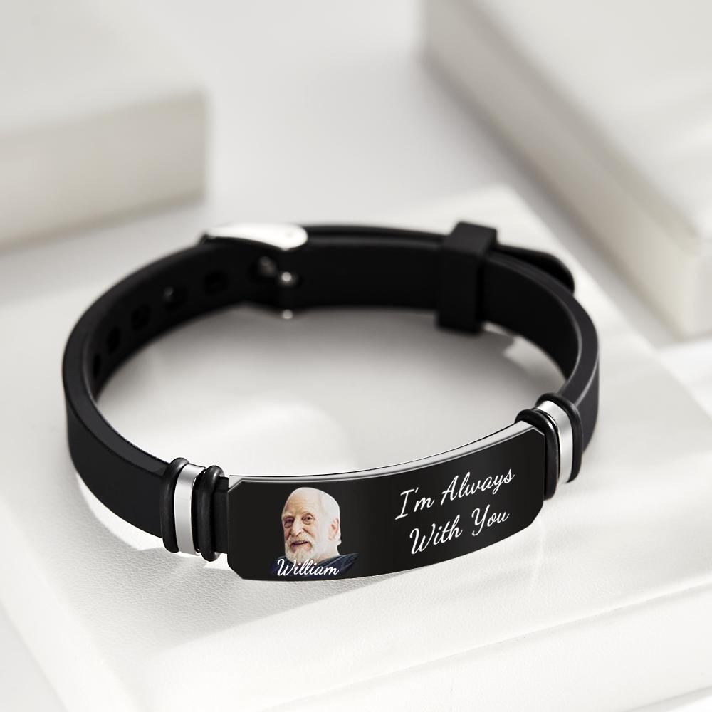 Men's Bracelet Custom Photo Memorial Bracelet Engraved Commemorate Photo Memory Gifts - soufeelau