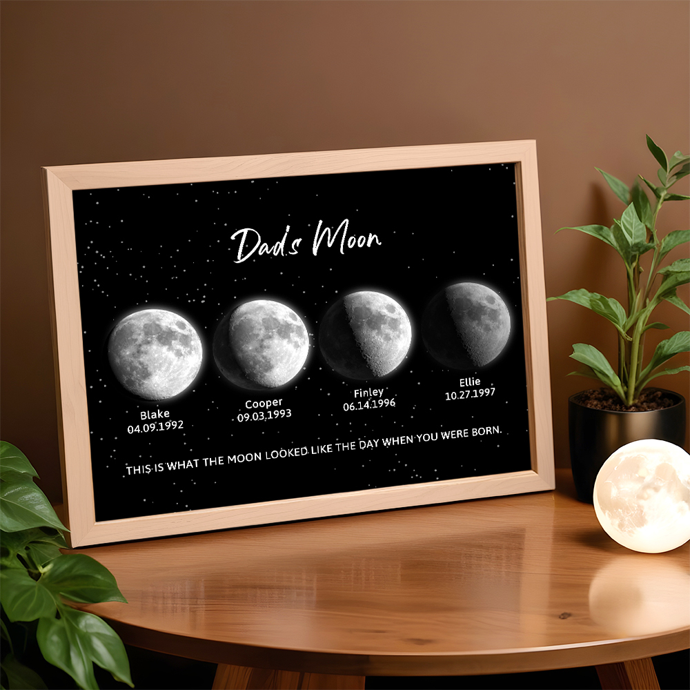 Custom Moon Phase Night Sky Print Dad's Moon Unique Father's Day Gifts - soufeelau