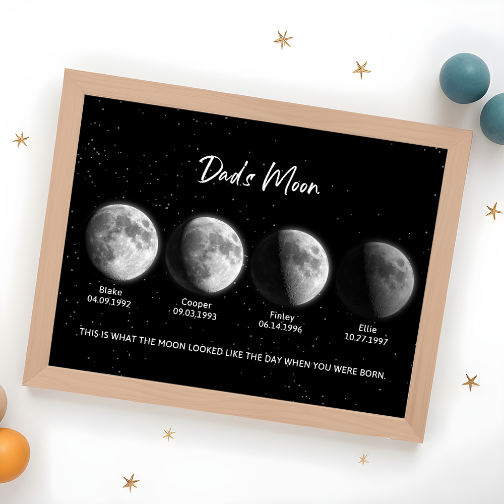 Custom Moon Phase Night Sky Print Dad's Moon Unique Father's Day Gifts - soufeelau