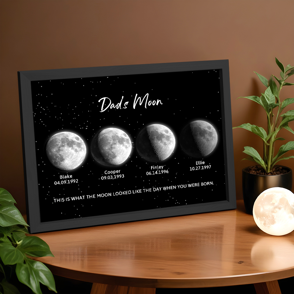 Custom Moon Phase Night Sky Print Dad's Moon Unique Father's Day Gifts - soufeelau