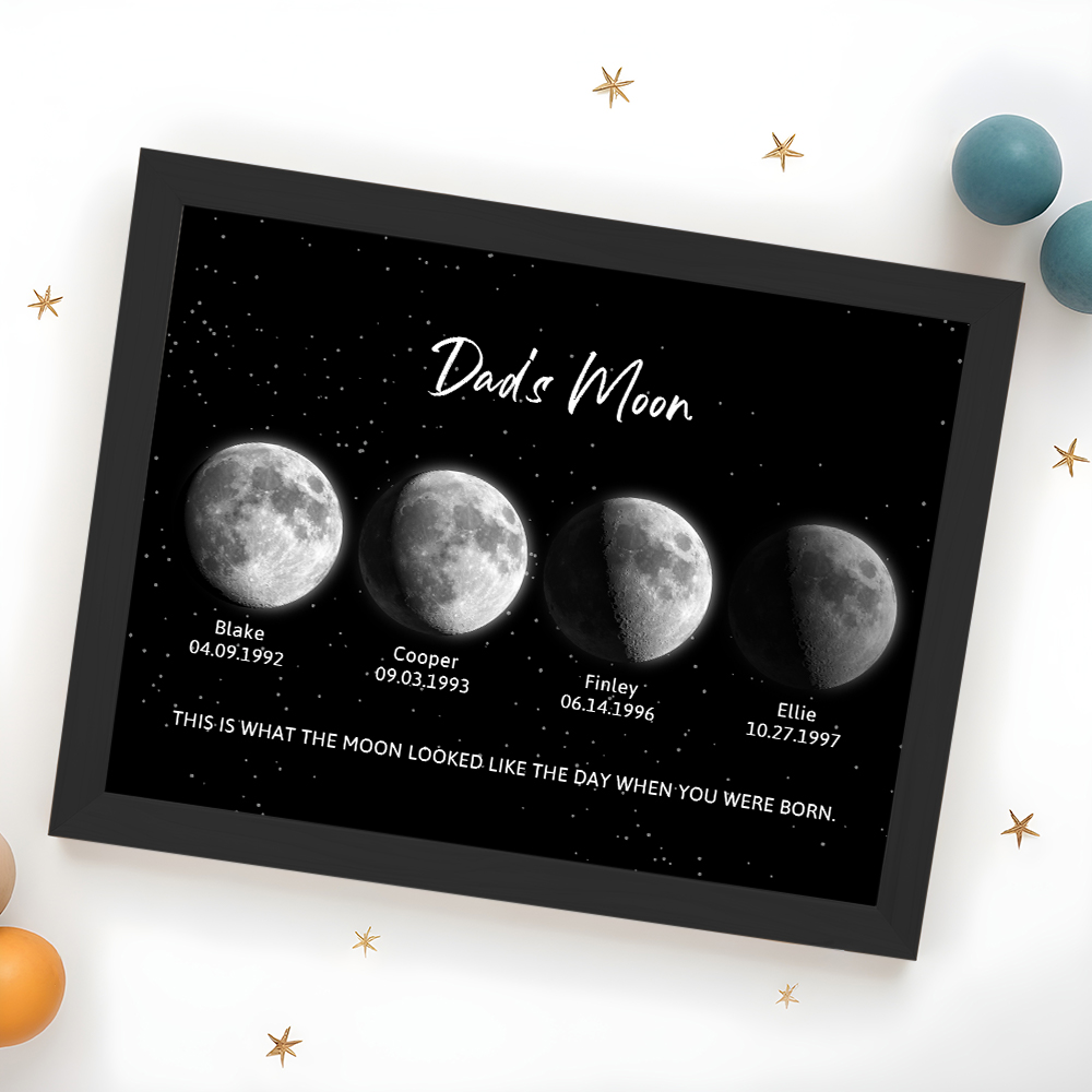Custom Moon Phase Night Sky Print Dad's Moon Unique Father's Day Gifts - soufeelau