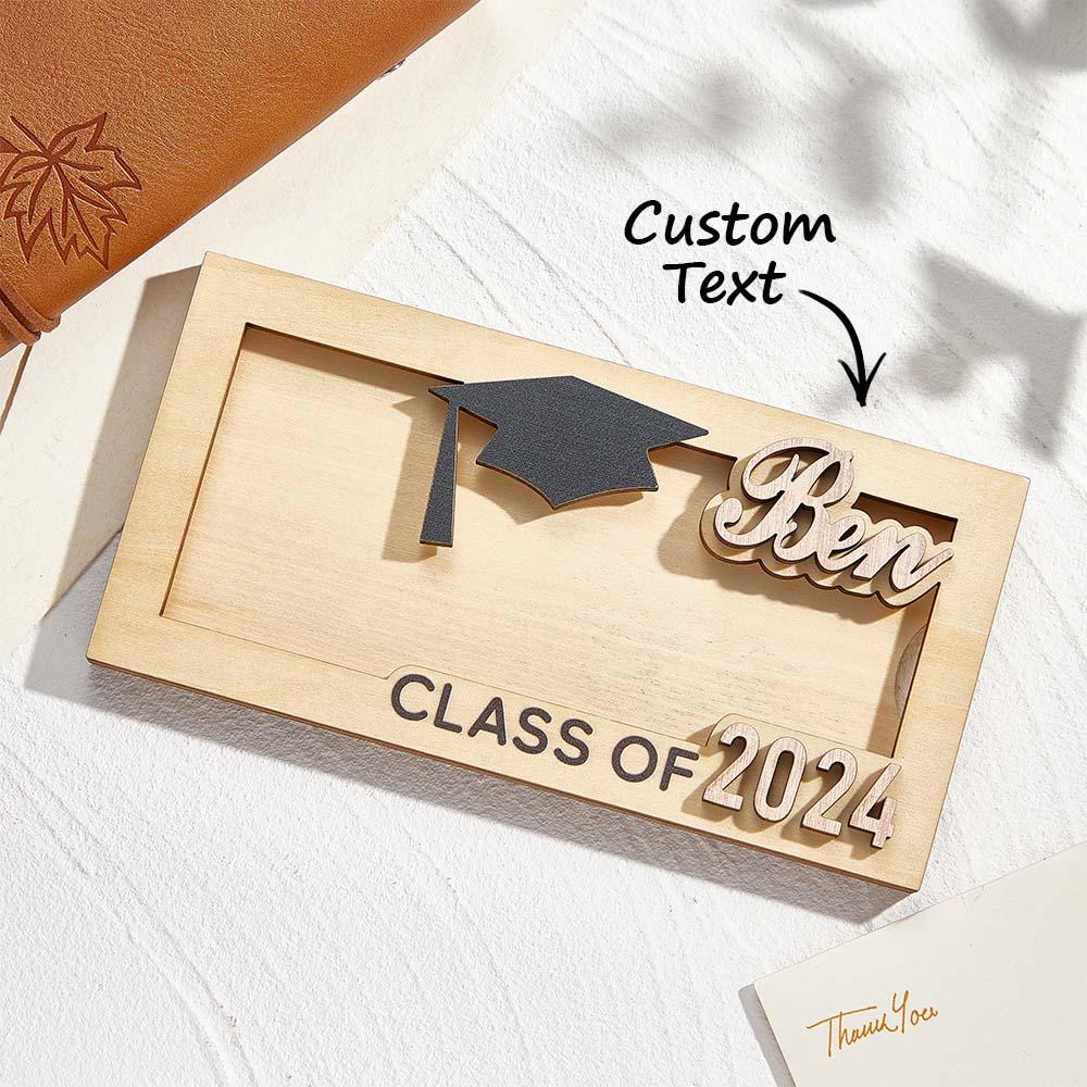 Personalized Name Laser-Cut Graduation Wooden Cash Holder Money Gift for Class of 2024 College Graduates - soufeelau
