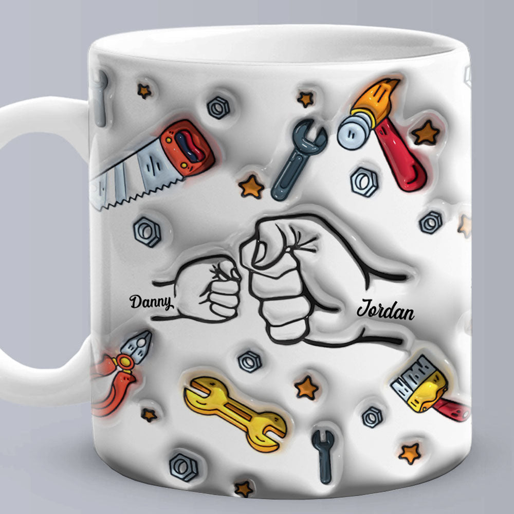 Father's Day Gifts Personalized Names Custom 3D Inflated Effect Printed Mug 1-6 Kids - soufeelus