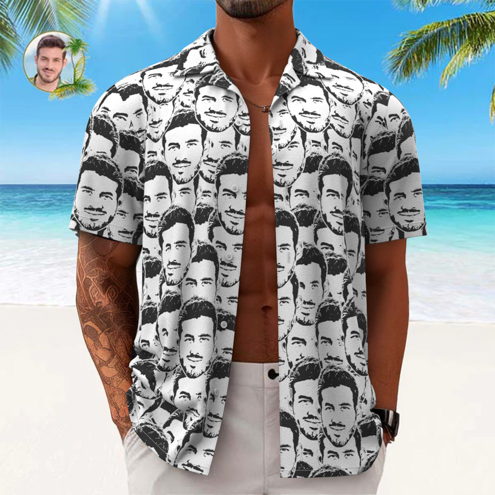 Custom Face Hawaiian Shirt Men's All Over Print Aloha Shirt Gift - Comic Style Mash Face - MyHawaiianShirts