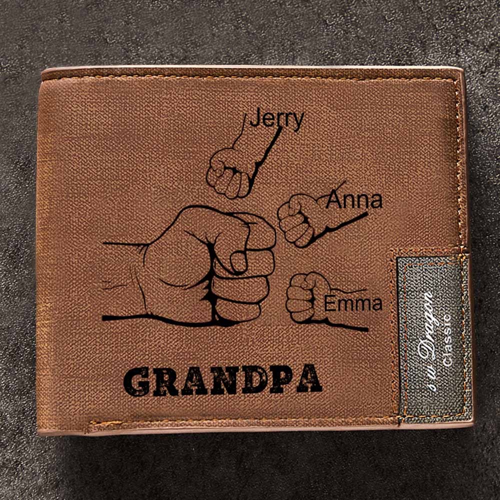 Father's Day Gifts Custom Wallet Personalized Fists Wallet Men's Bifold Wallet for Him - soufeelau