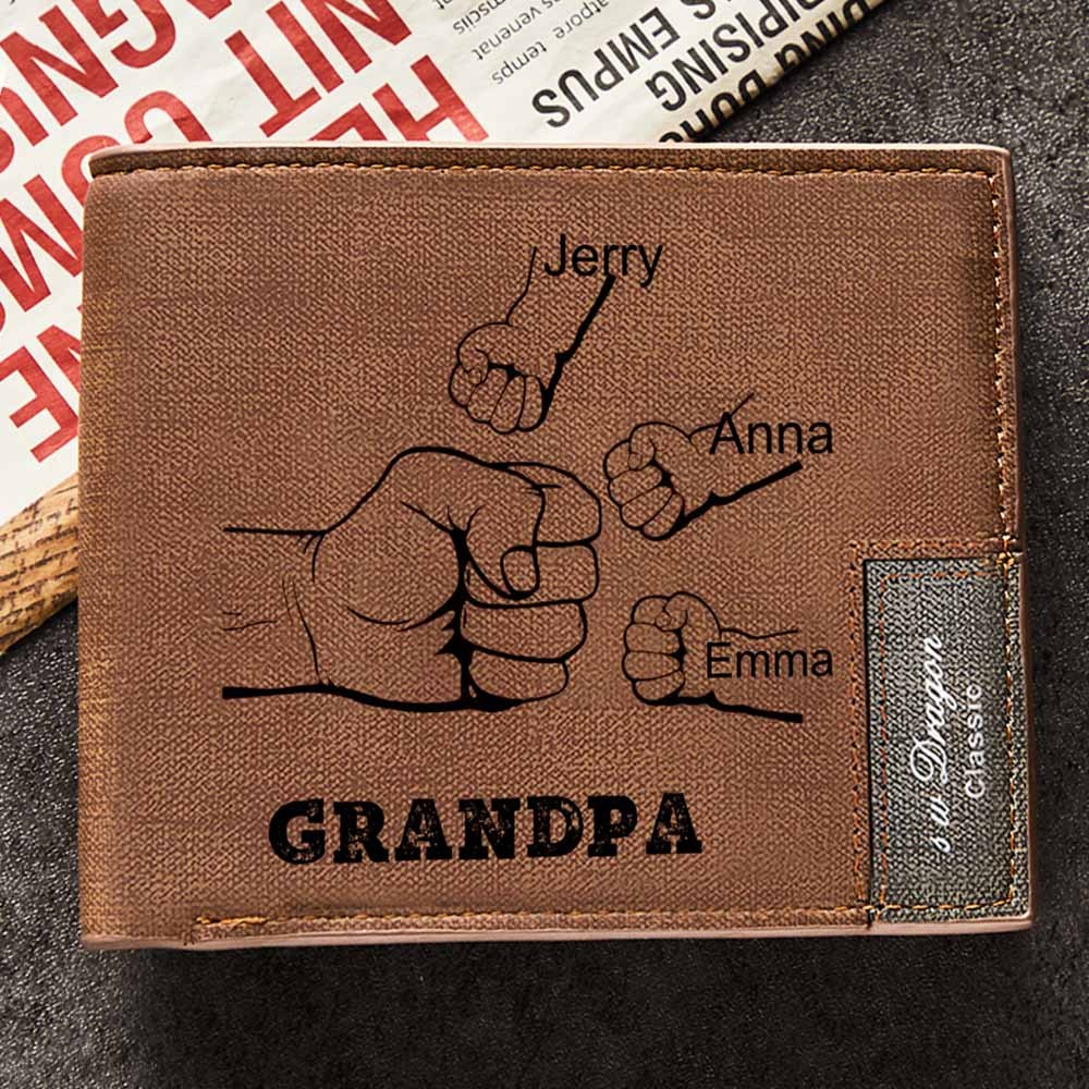 Father's Day Gifts Custom Wallet Personalized Fists Wallet Men's Bifold Wallet for Him - soufeelau
