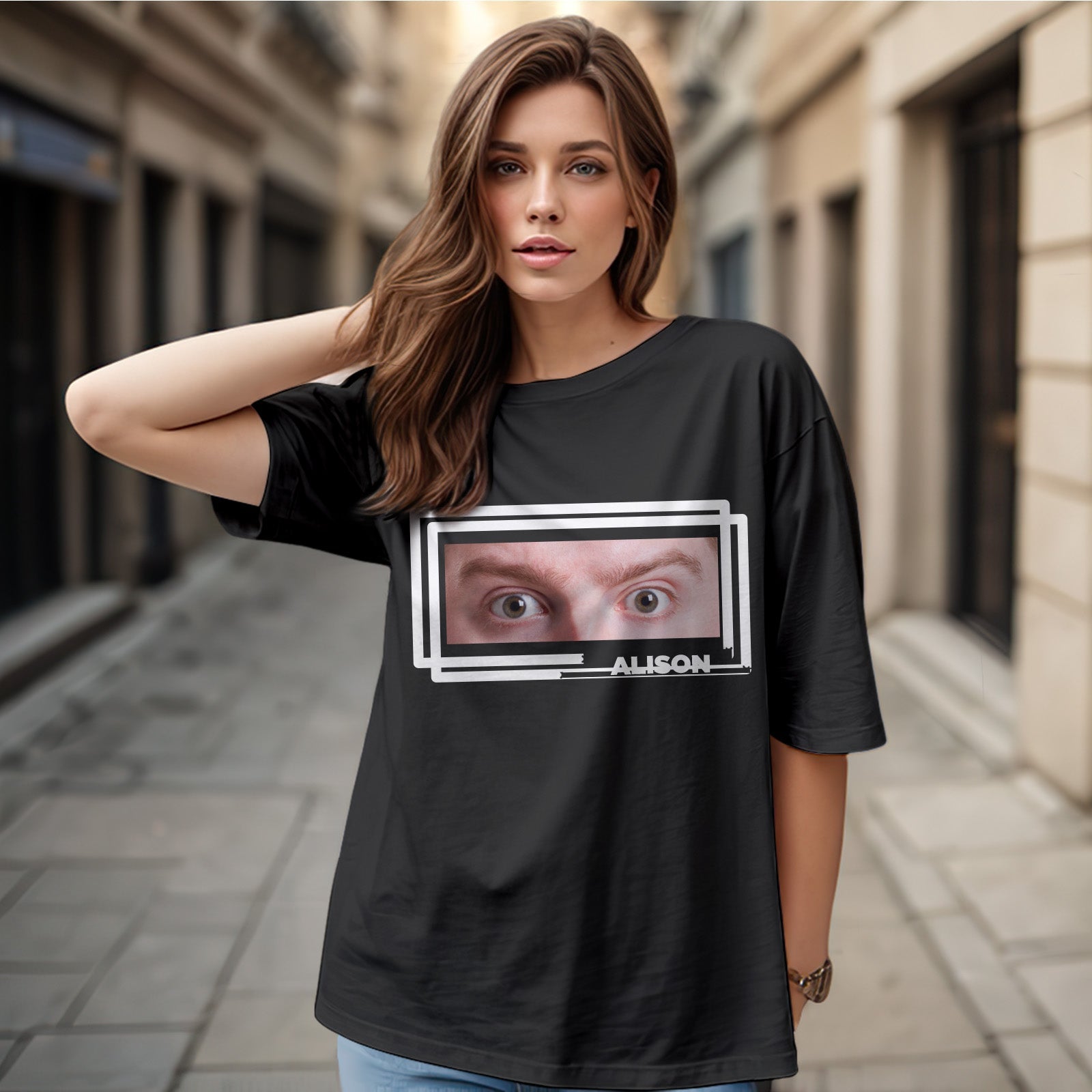 Custom Eyes And Name T-shirt Funny Big Eyes Shirt Gift For Couple - MyHawaiianShirts