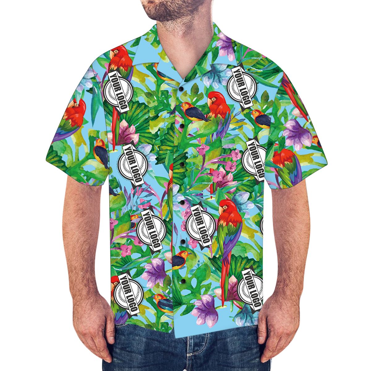 Custom Hawaiian Shirts Colorful Parrot Personalized Aloha Beach Shirt For Men