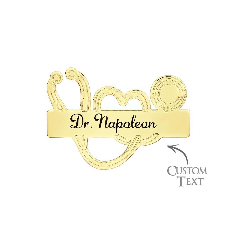 Custom Engraved Stethoscope Shaped Brooch Personalized Gifts for Doctors and Nurses - soufeelau