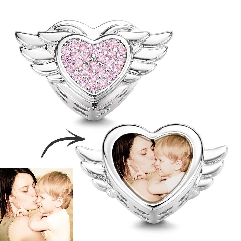 Custom Photo Charm Heart Wings Gifts for Mom - soufeelau