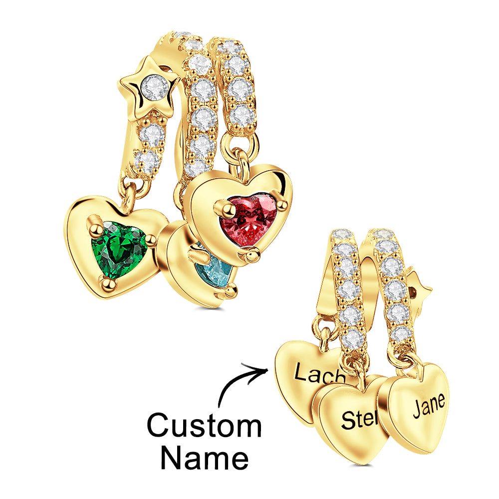 Custom Birthstone with Personalized Names Charm Heart Wings Gifts for Mom - soufeelau