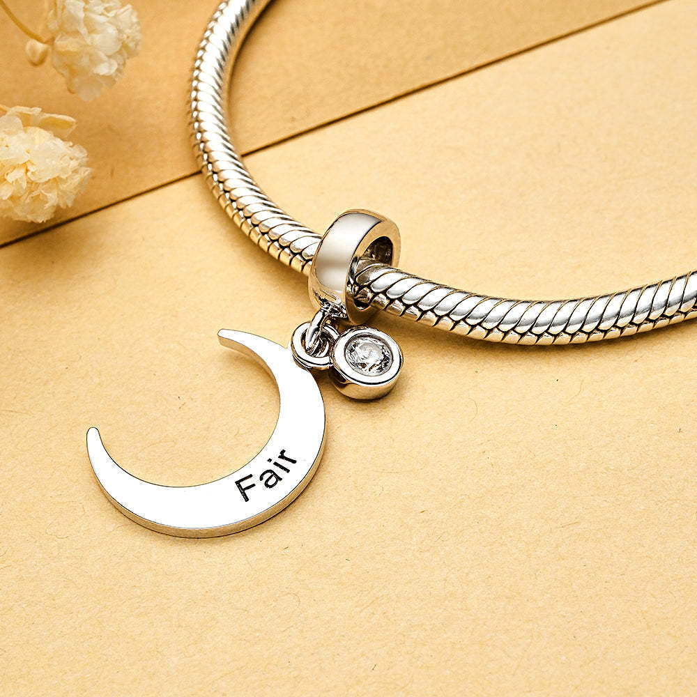 Custom Name Charm for Bracelets Moon Charms Gift for Mom Mother's Day Gifts - soufeelau