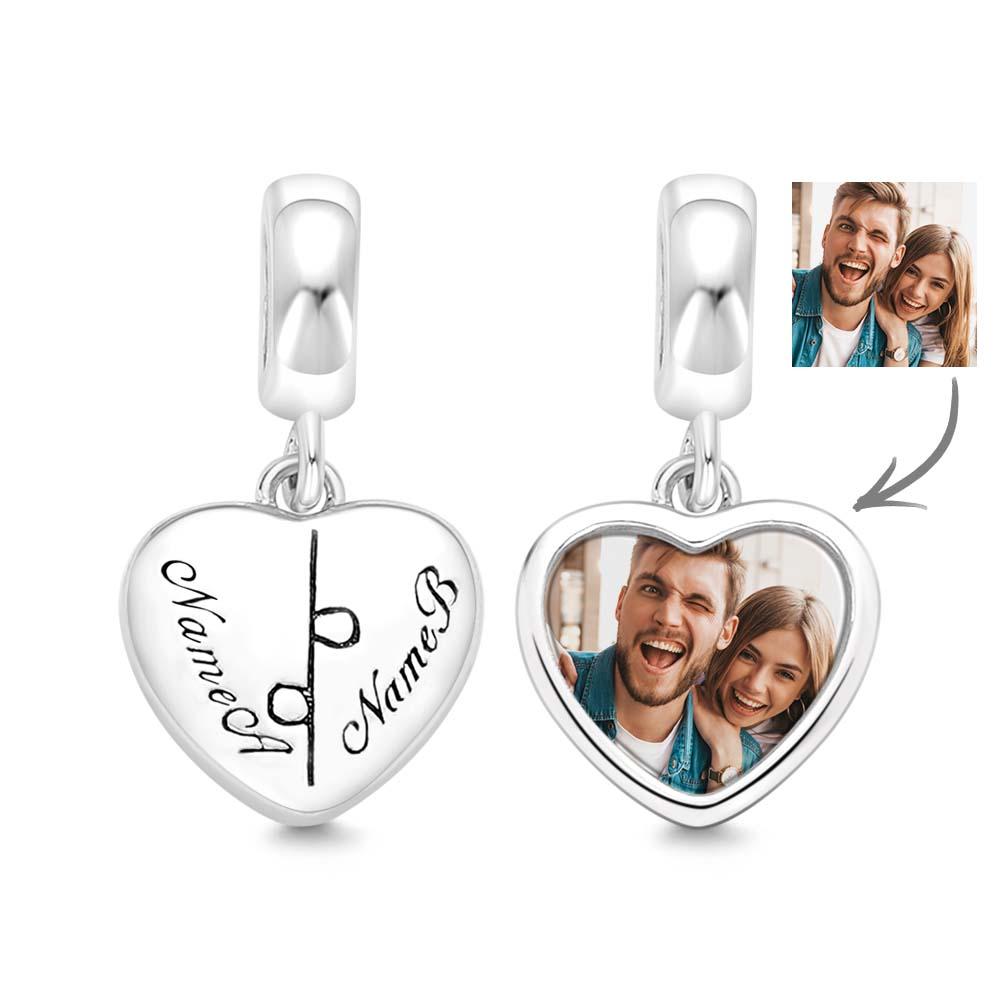 Custom Photo Engravable Name Heart Pendant Dangle Charm - soufeelau