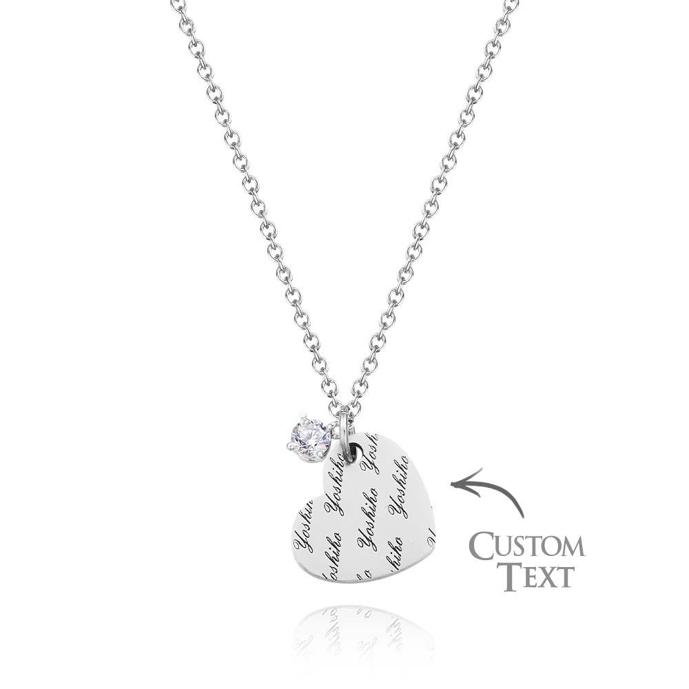 Custom Engraving Heart Necklace with a Birthstone Girl Gift - soufeelau