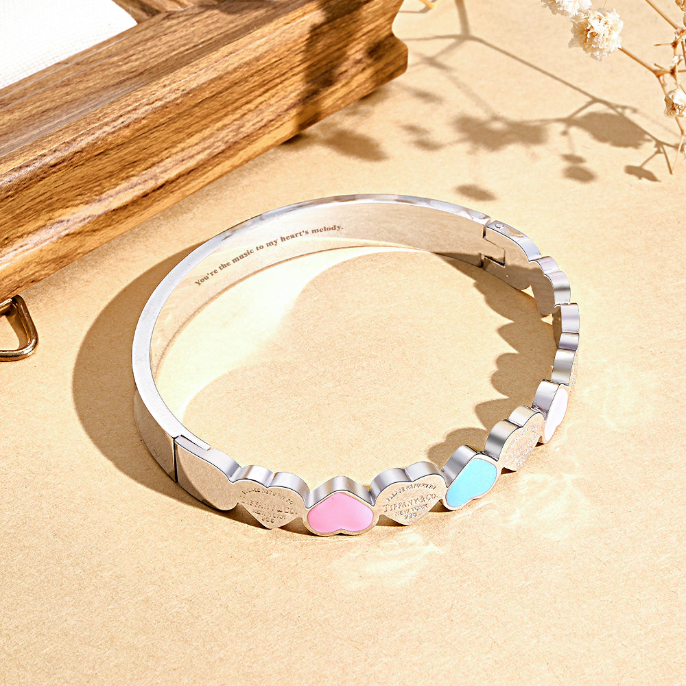 Engravable Peach Heart Bracelet Sweet Cute Colorful Bracelet Jewelry Gift For Her - soufeelau