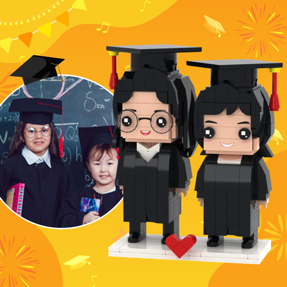 Graduation Gift for Kids  Customizable Fully Body 2 People Graduation Gift Ideas For Guys Custom Brick Figures Children and Friends Brick Figures - soufeelau