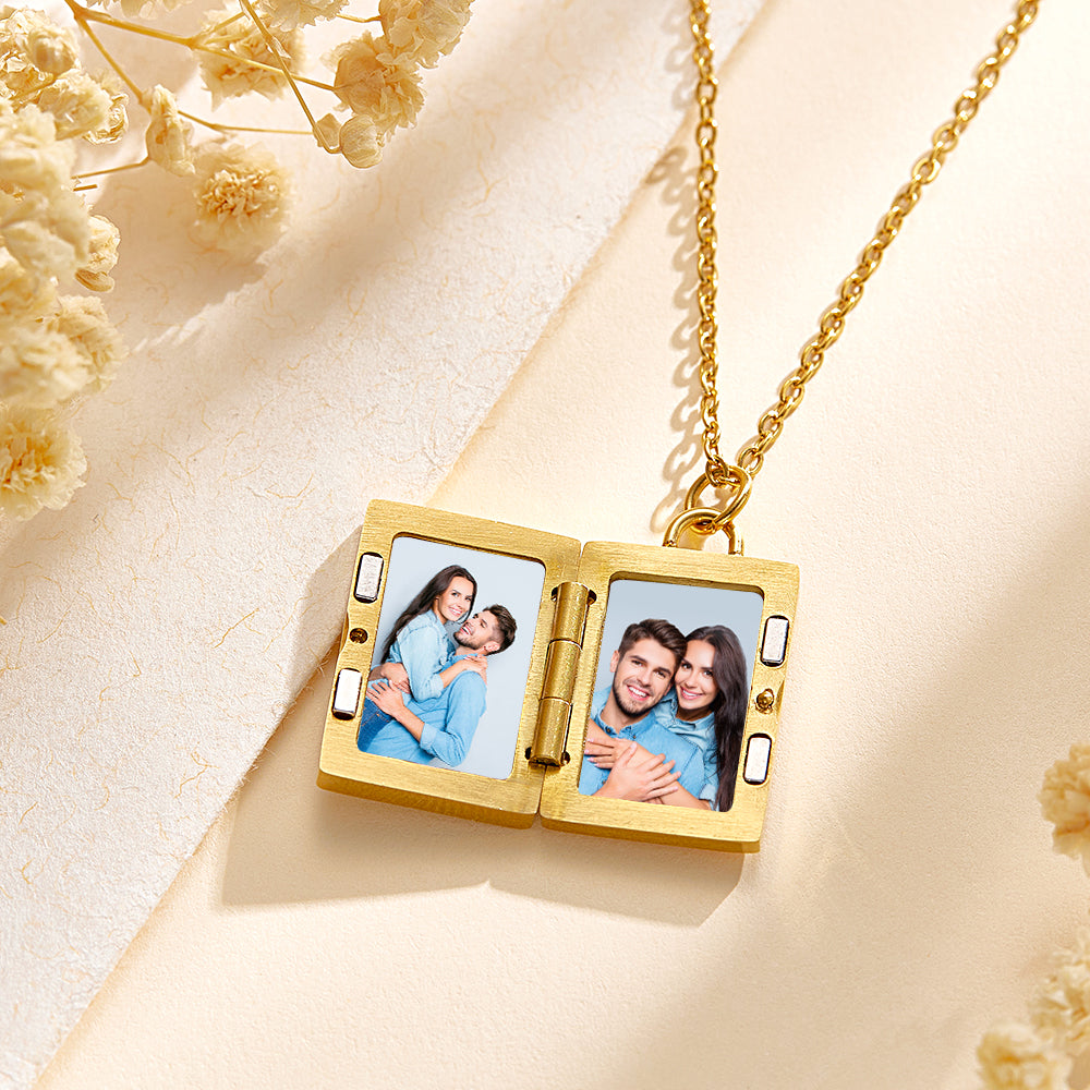 Custom Photo Locket Necklace Vintage Inspired Gift for Couple - soufeelau