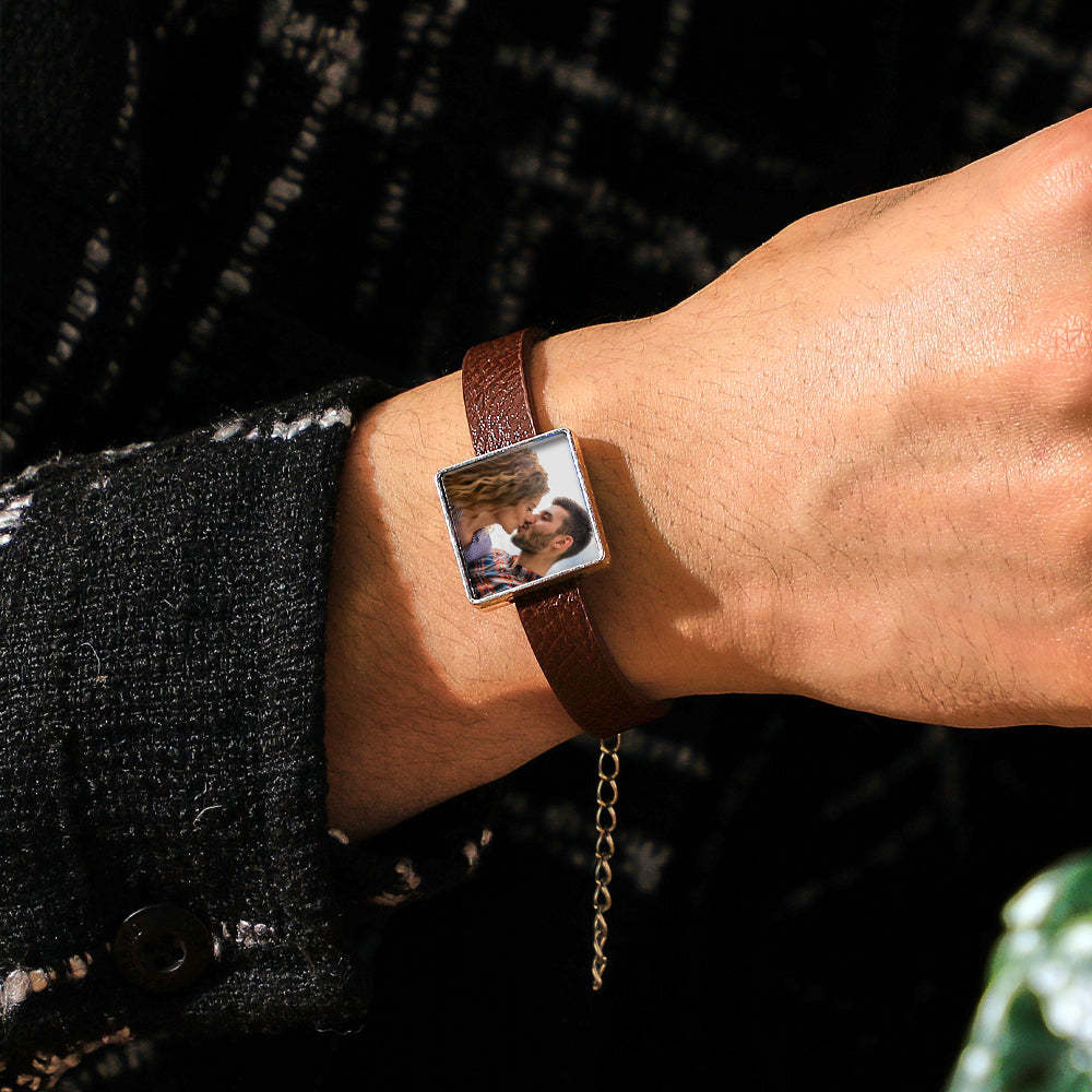 Personalized Photo Leather Bracelet Fashionable Bracelet Accessory For Men - soufeelau