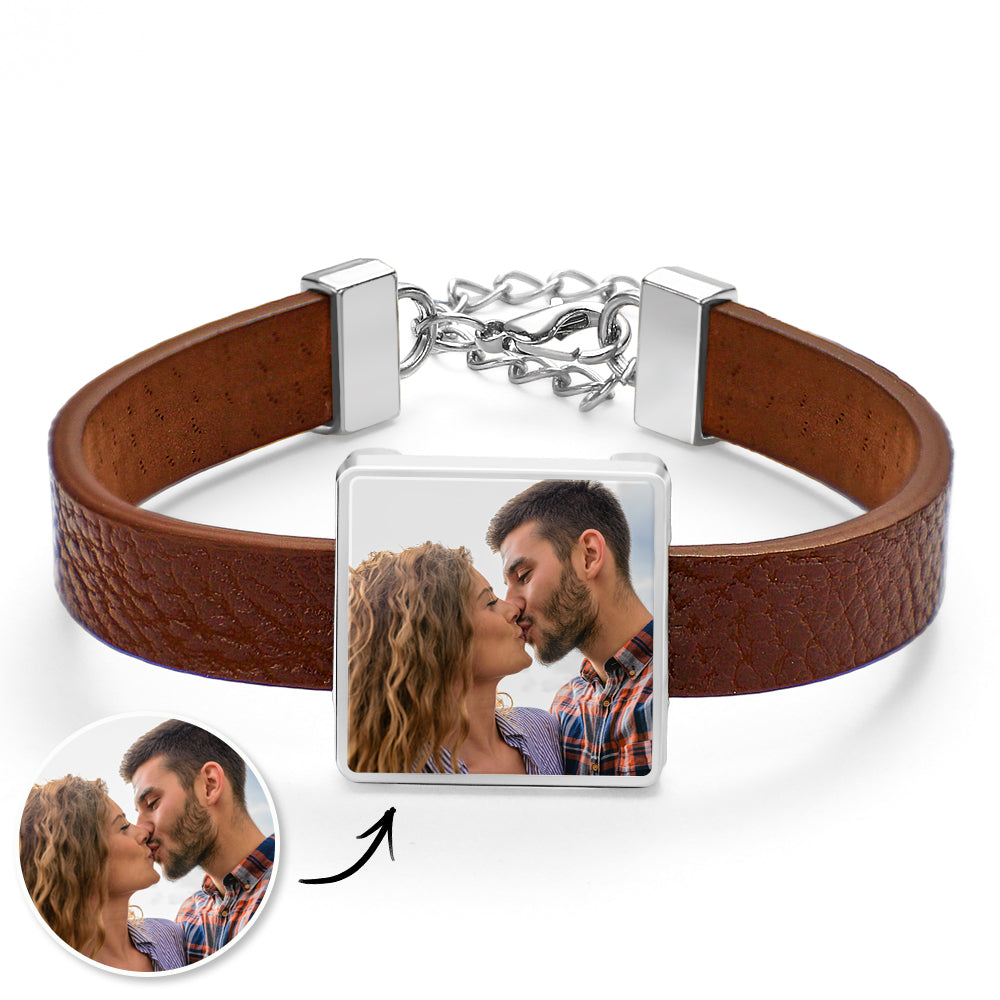 Personalized Photo Leather Bracelet Fashionable Bracelet Accessory For Men - soufeelau