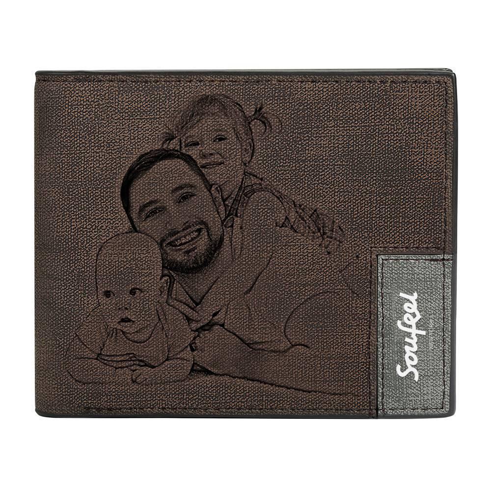 Mens Wallet, Personalized Wallet, Photo Wallet with Engraving Gift for Farther's Day - soufeelau