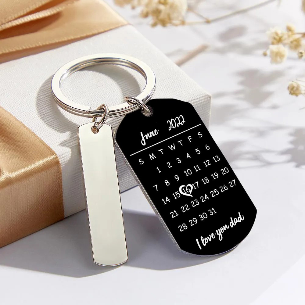 Personalized Spotify Calendar Keychain Custom Picture & Music Song Code Couples Photo Keyring Gift for Father - soufeelau