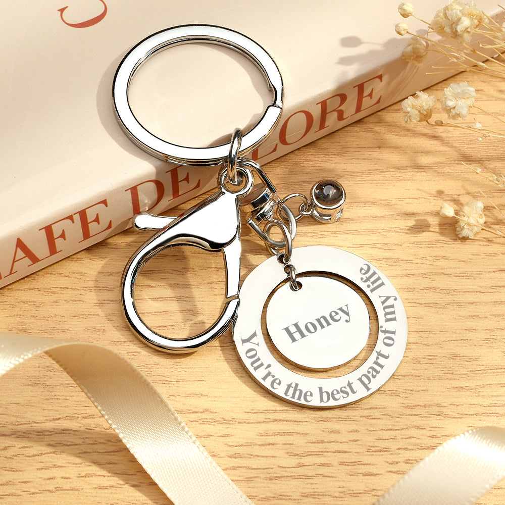 Custom keychain Personalized Projection Photo Keychain Anniversary Gift - soufeelau