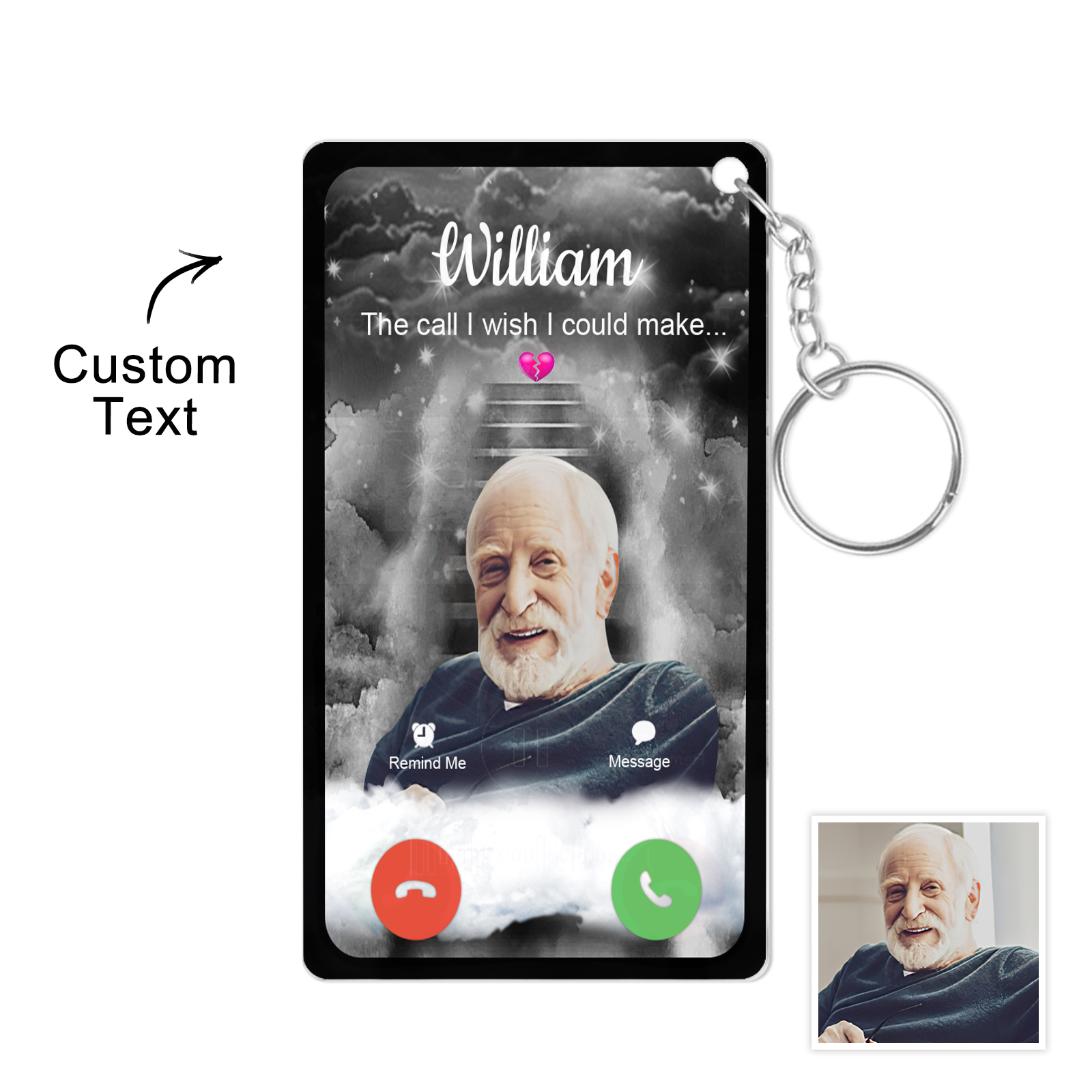 Personalized Acrylic Keychain The Call I Wish I Could Take Memorial Sympathy Gift Remembrance Custom Engraving Photo Keychain - soufeelau