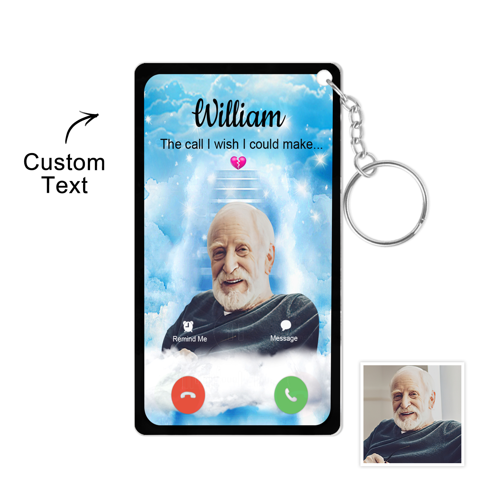Personalized Acrylic Keychain The Call I Wish I Could Take Memorial Sympathy Gift Remembrance Custom Engraving Photo Keychain - soufeelau