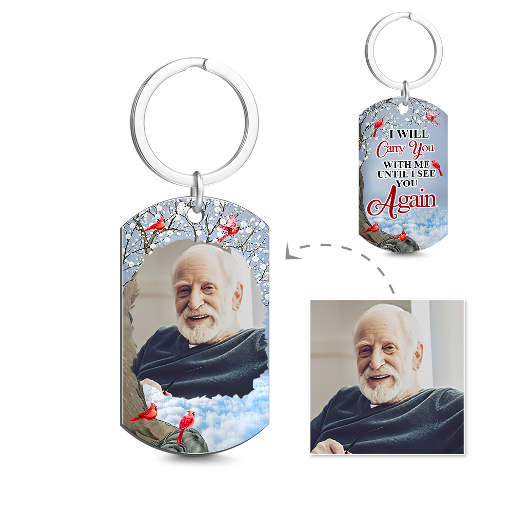 Custom Photo I'll Carry You - Memorial Gift For Family Personalized Aluminum Keychain - soufeelau