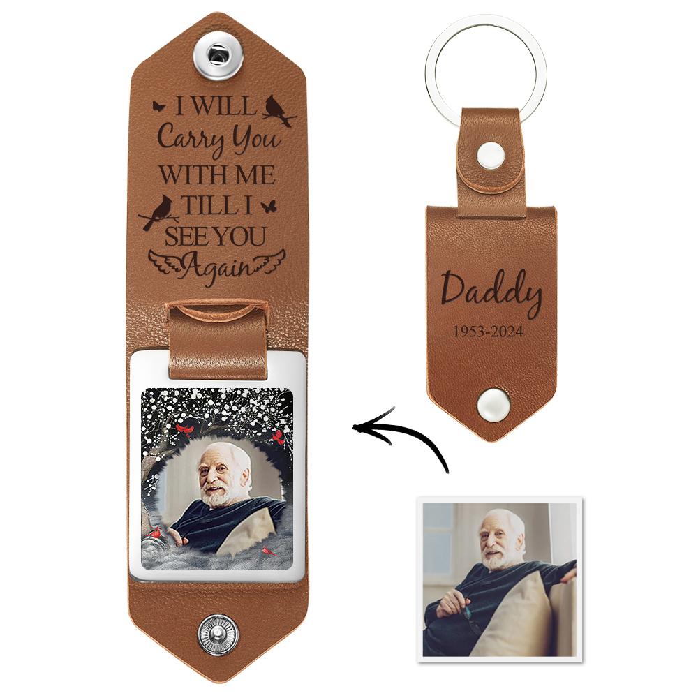 Custom Leather Photo Keychain Until I See You Again Unique Design Gift - soufeelau