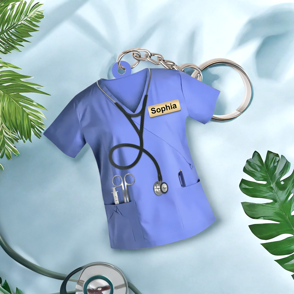 Custom Nurse Uniform Keychain Acrylic Keychain With Text Unique Gift For Nurse - soufeelau