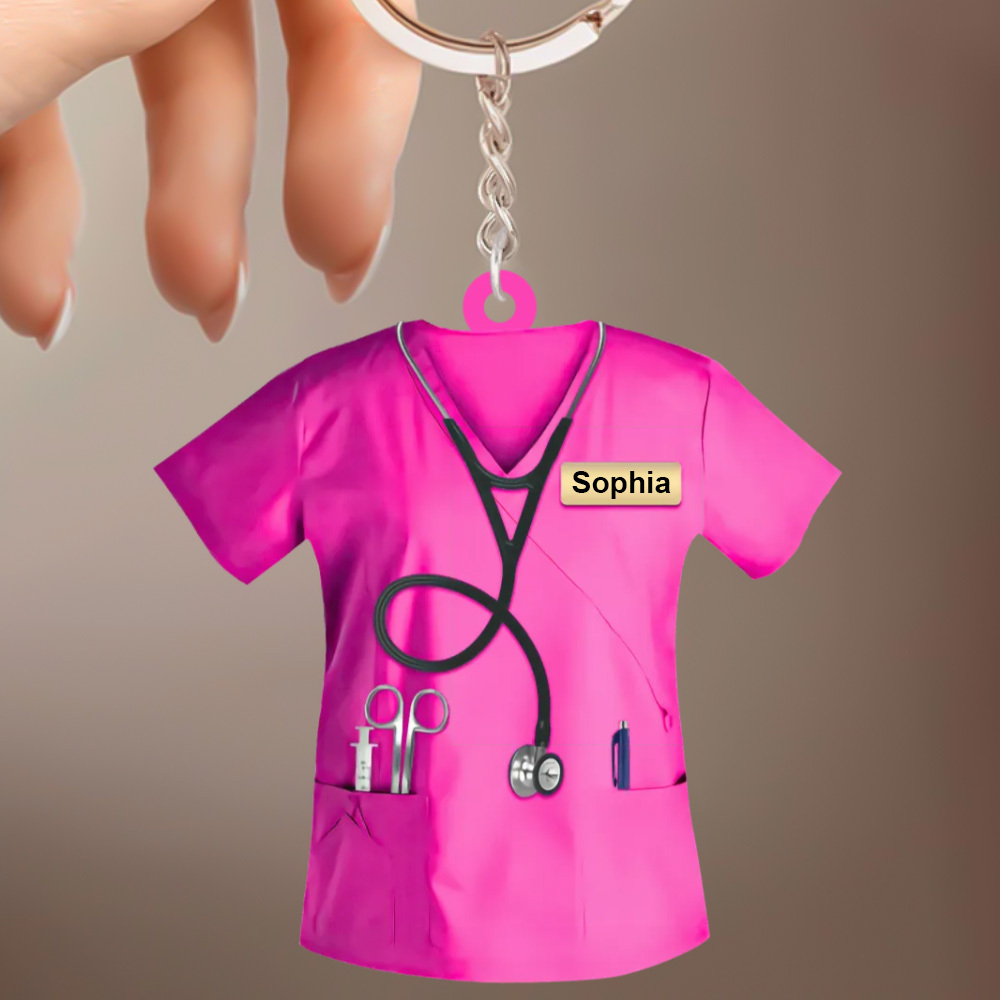Custom Nurse Uniform Keychain Acrylic Keychain With Text Unique Gift For Nurse - soufeelau