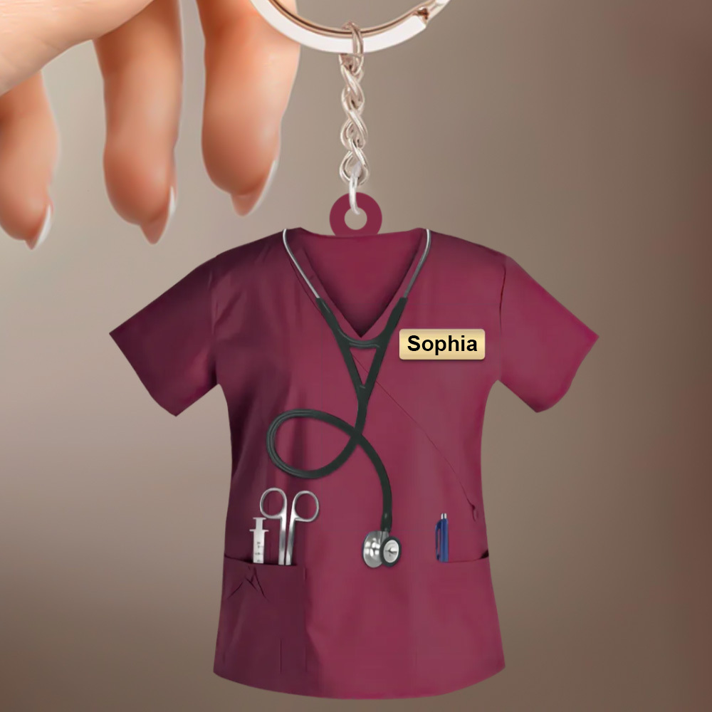 Custom Nurse Uniform Keychain Acrylic Keychain With Text Unique Gift For Nurse - soufeelau