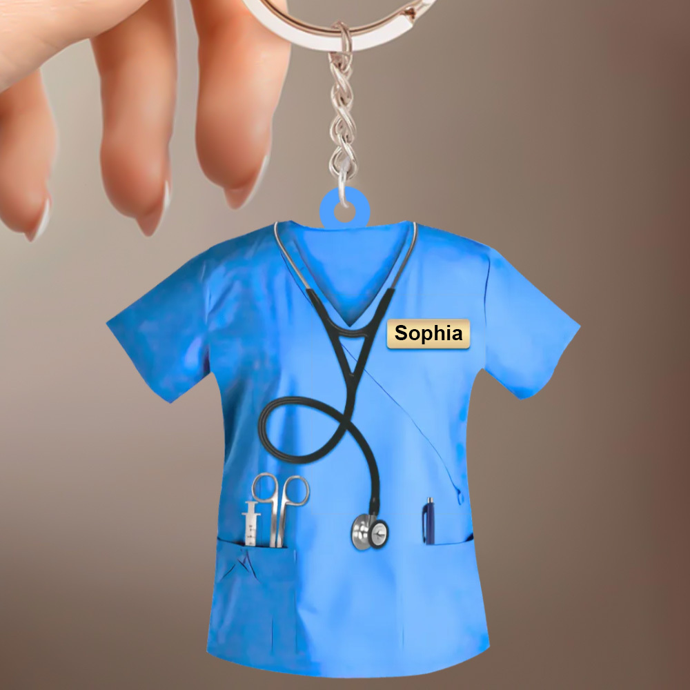Custom Nurse Uniform Keychain Acrylic Keychain With Text Unique Gift For Nurse - soufeelau