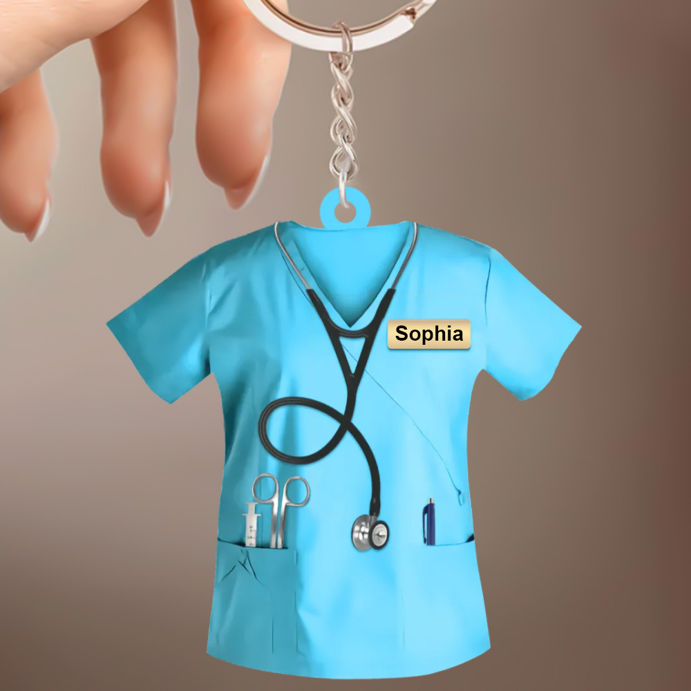 Custom Nurse Uniform Keychain Acrylic Keychain With Text Unique Gift For Nurse - soufeelau