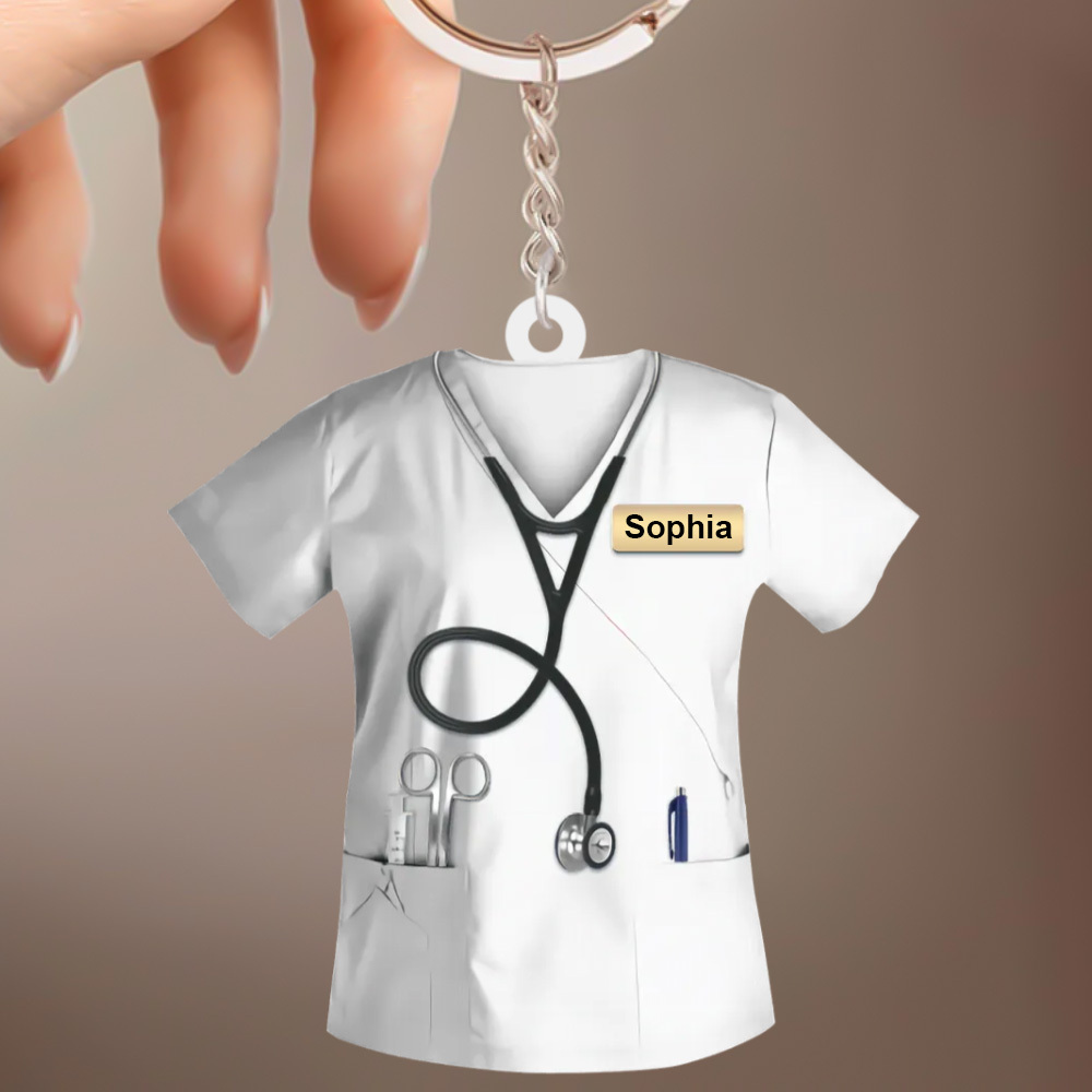 Custom Nurse Uniform Keychain Acrylic Keychain With Text Unique Gift For Nurse - soufeelau