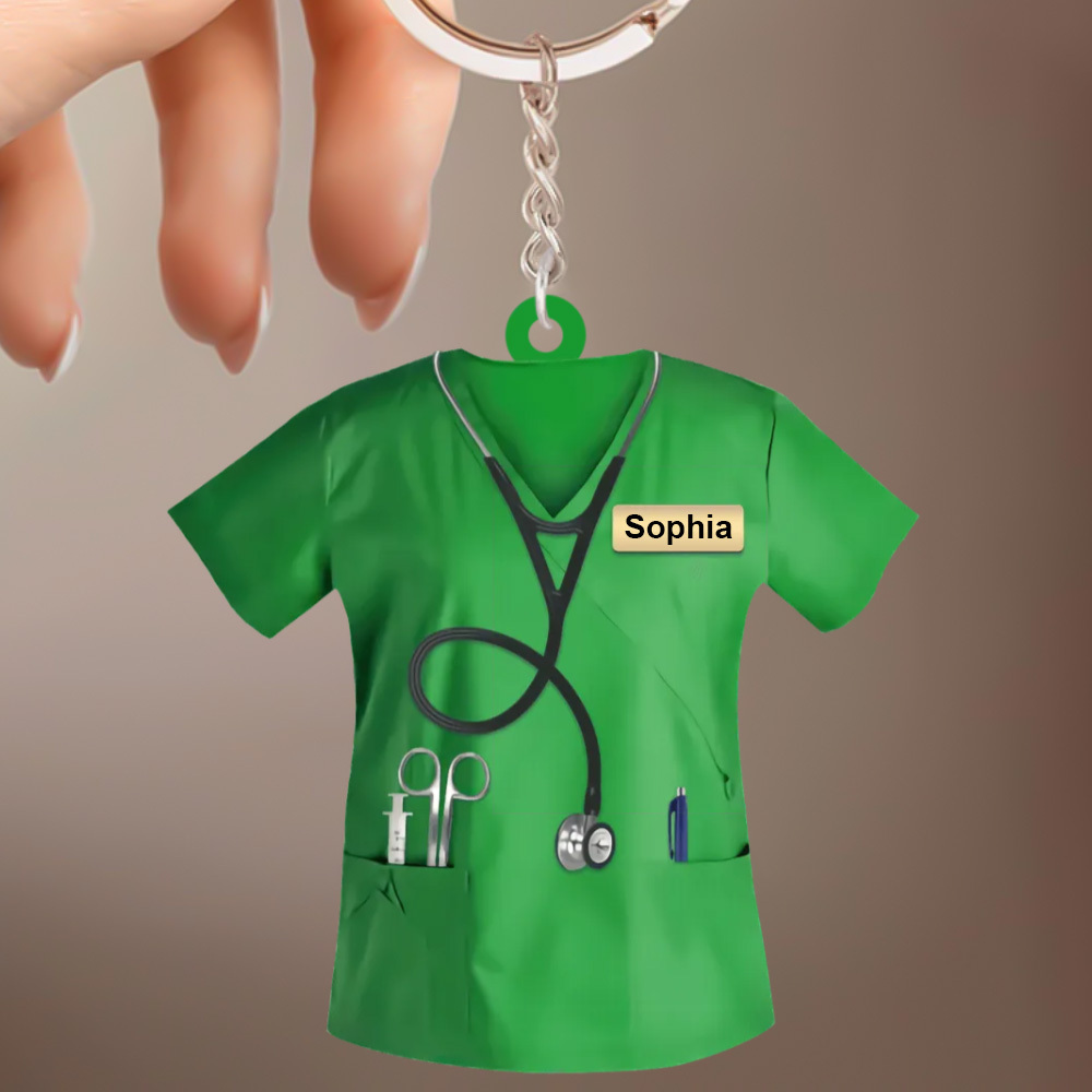 Custom Nurse Uniform Keychain Acrylic Keychain With Text Unique Gift For Nurse - soufeelau