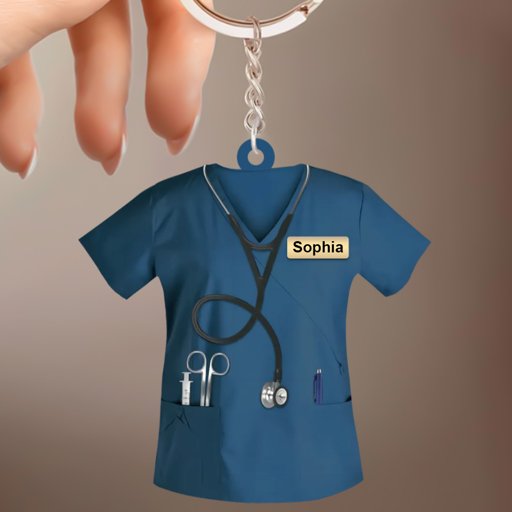 Custom Nurse Uniform Keychain Acrylic Keychain With Text Unique Gift For Nurse - soufeelau