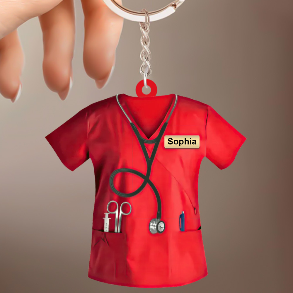 Custom Nurse Uniform Keychain Acrylic Keychain With Text Unique Gift For Nurse - soufeelau