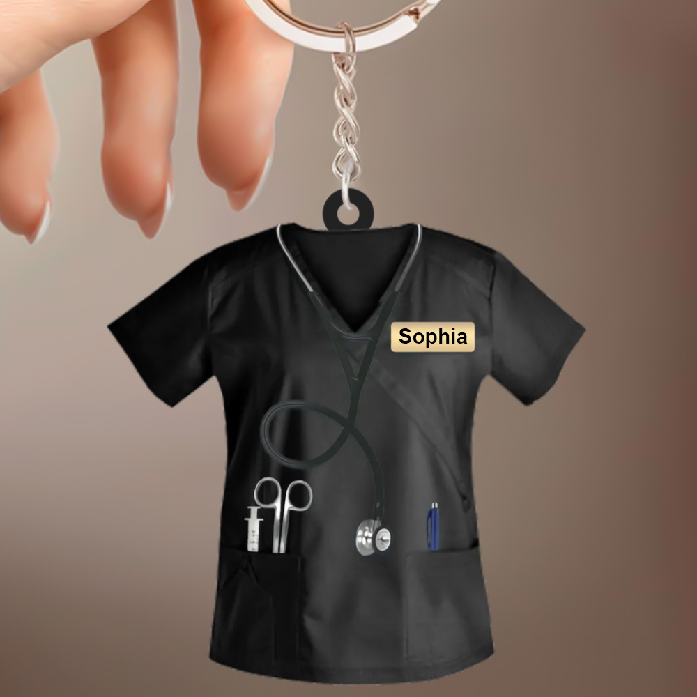 Custom Nurse Uniform Keychain Acrylic Keychain With Text Unique Gift For Nurse - soufeelau